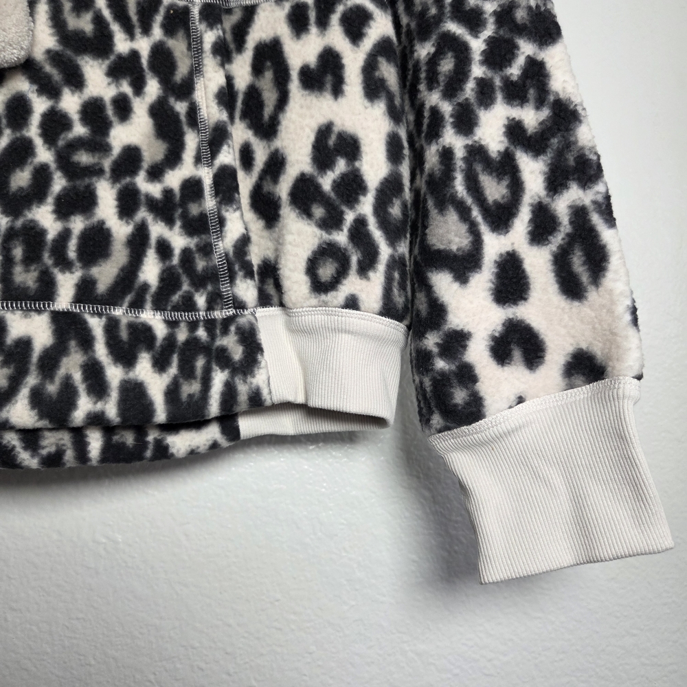 Free People With Love Snow Leopard Fleece Sweatshirt Hoodie Size L - Picture 4 of 9